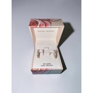 Rachel Ashwell 925 Silver Cubic Zirconia Hoop Earrings